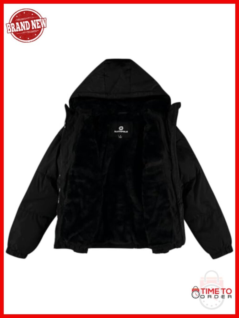 Women's Puffer Jacket with Hood, Water Resistant Quilted Winter Coat - Picture 3 of 6